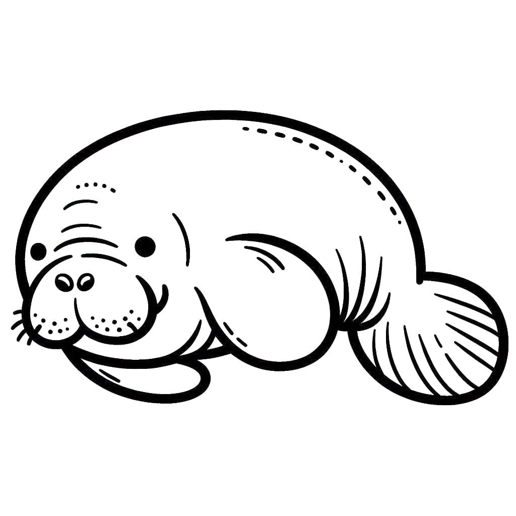 Desenho de Peixe Boi para Crianças de 4 Anos para Colorir