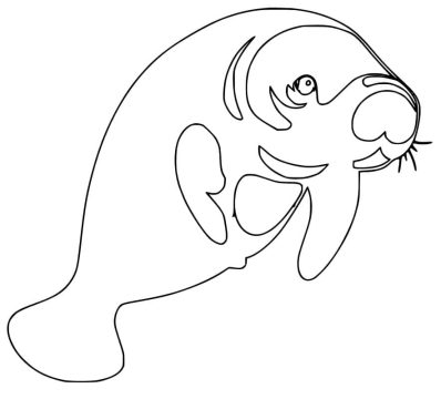 Desenho de Peixe Boi Simples para Colorir