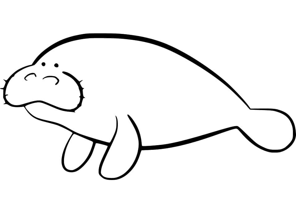Desenho de Peixe Boi Sorridente para Colorir