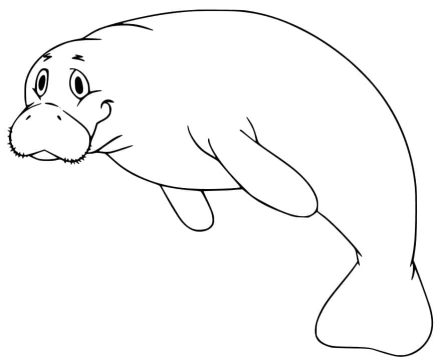 Desenho de Um Peixe Boi Feliz para Colorir