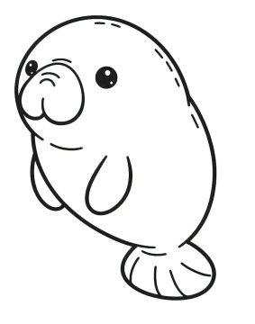 Desenho de Um Peixe Boi Muito Fofo para Colorir