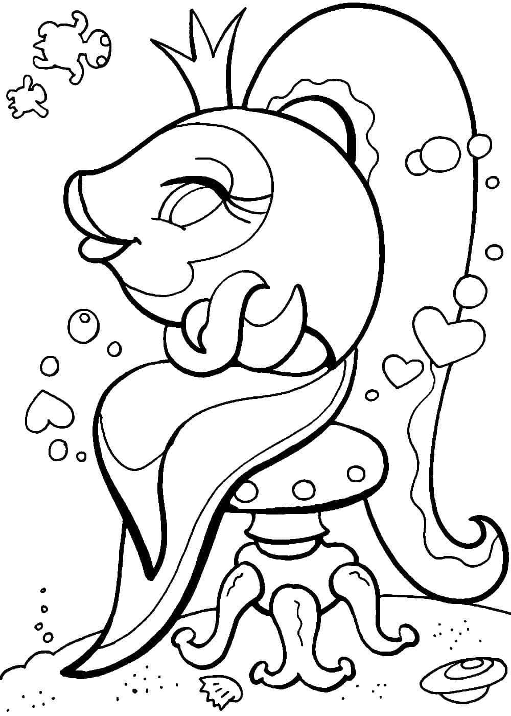 Desenho de Adorável Peixinho Dourado para Colorir