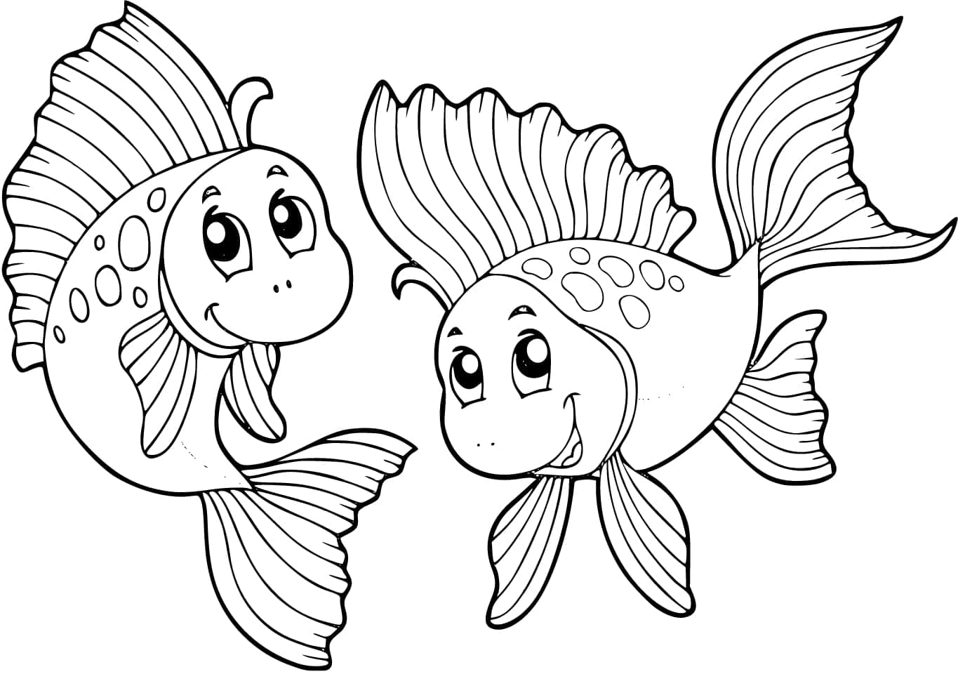 Desenho de Dois Peixinhos Dourados para Colorir