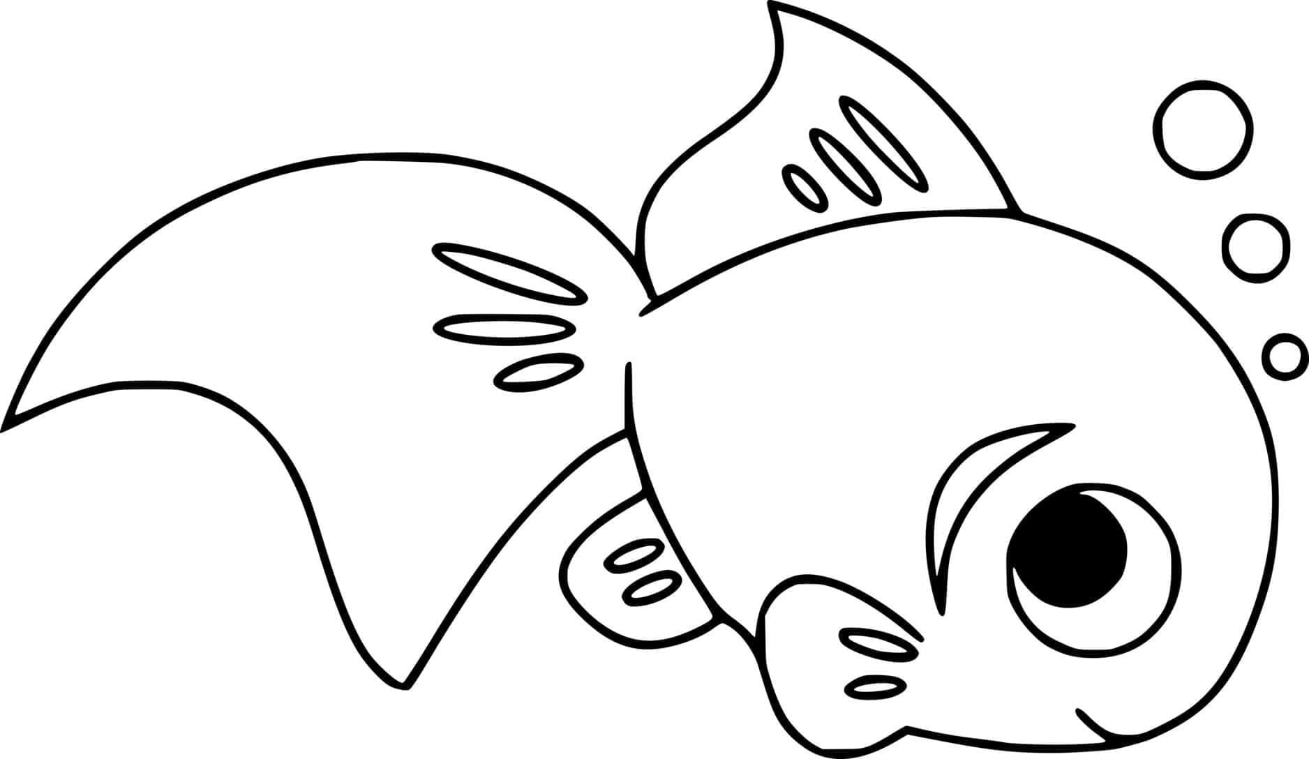 Desenho de Peixinho Dourado de Desenho Animado para Colorir