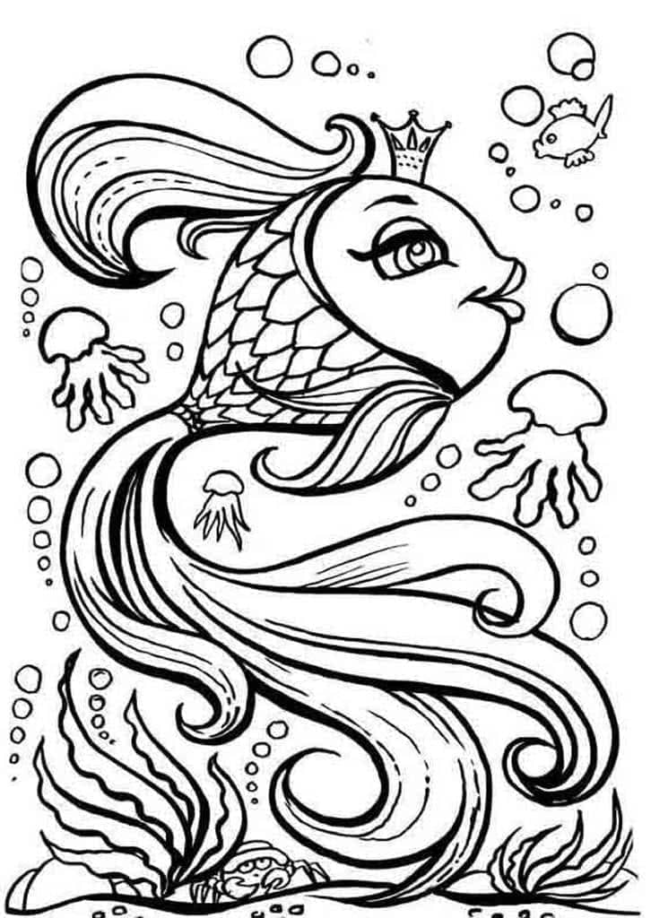 Desenho de Peixinho Dourado Grátis para Colorir