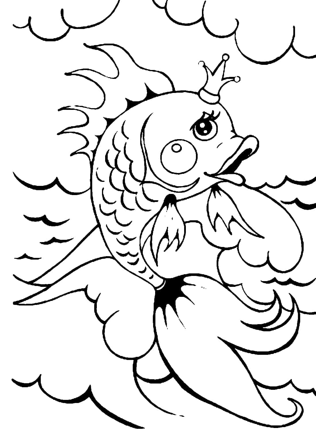 Desenho de Peixinho Dourado Imprimivel para Colorir