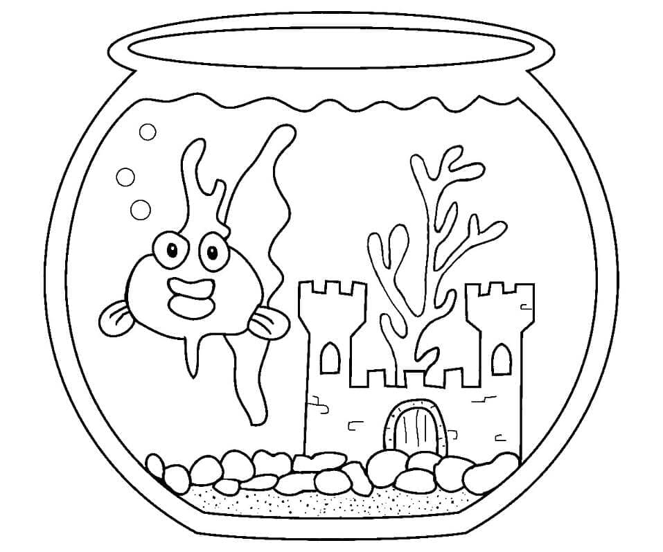 Desenho de Peixinho Dourado Muito Engraçado para Colorir