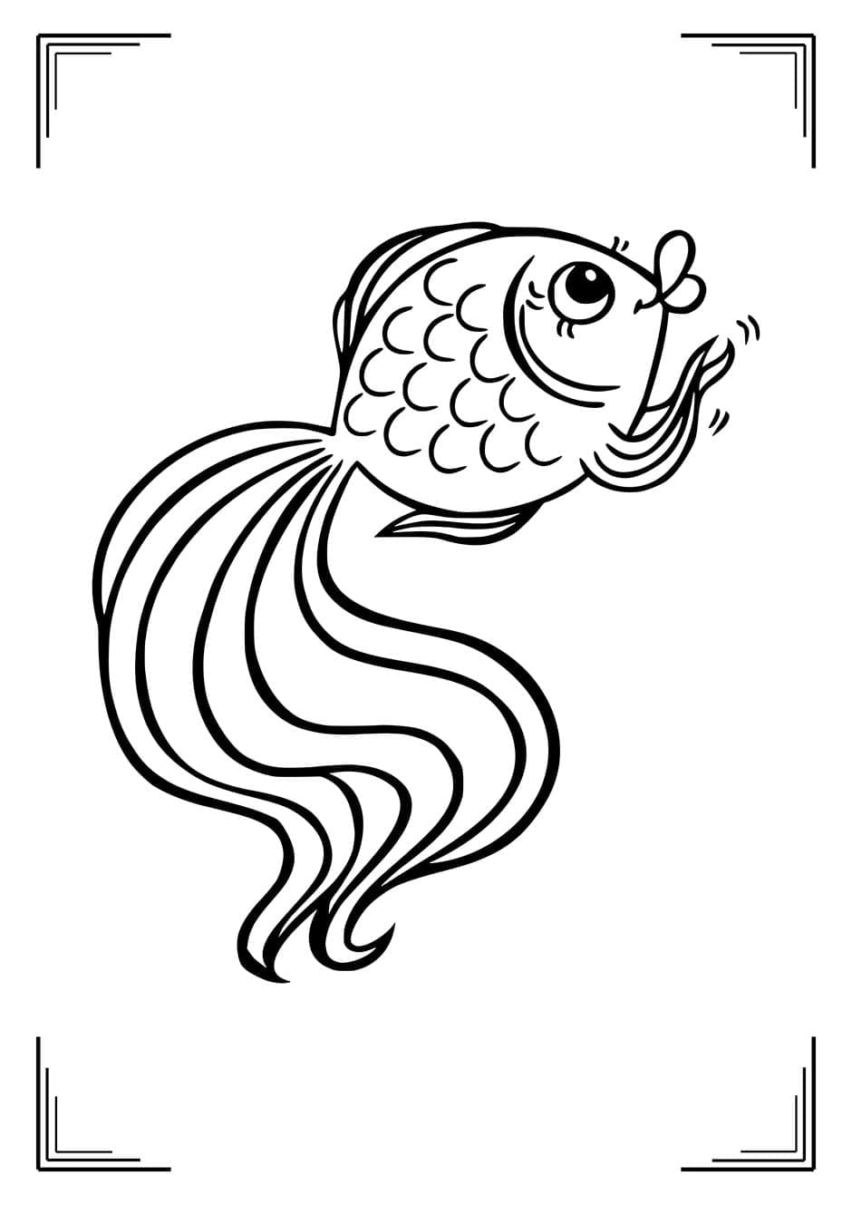 Desenho de Peixinho Dourado Nadando para Colorir