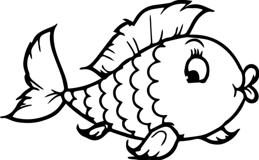 Desenho de um Lindo Peixinho Dourado para Colorir