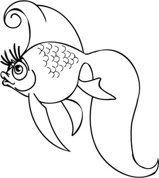 Desenho de Um Peixe Dourado para Colorir