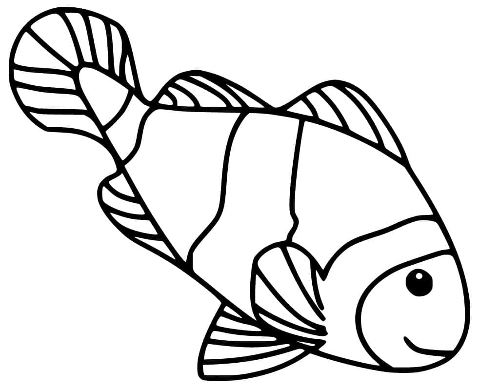Desenho de Peixe Palhaço Animado para Colorir