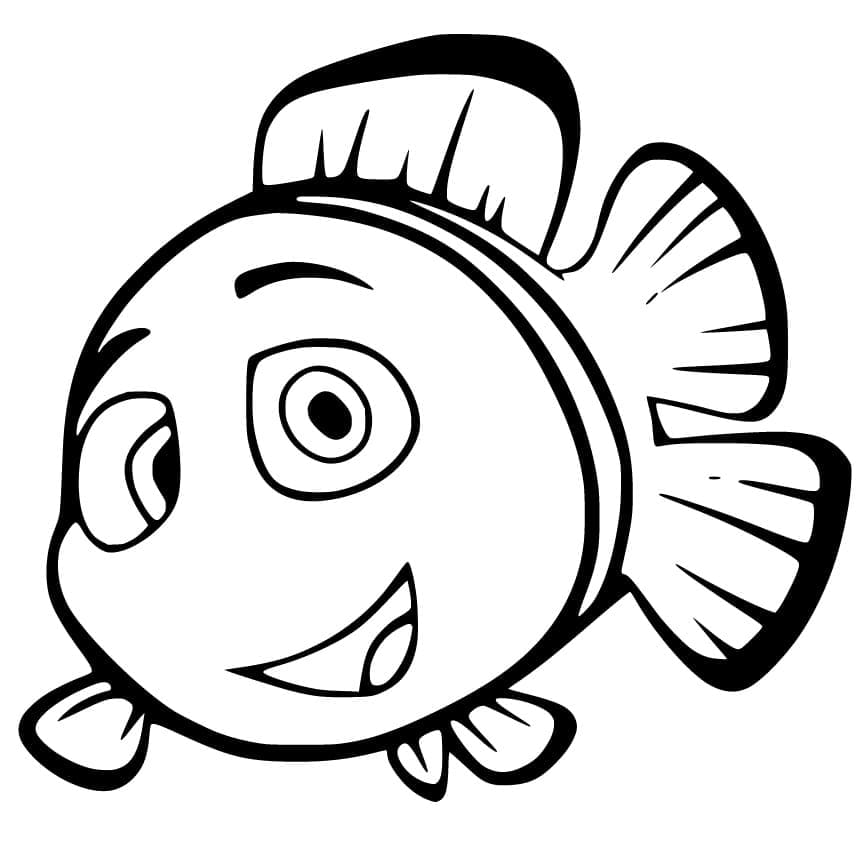 Desenho de Peixe Palhaço de Desenho Animado para Colorir