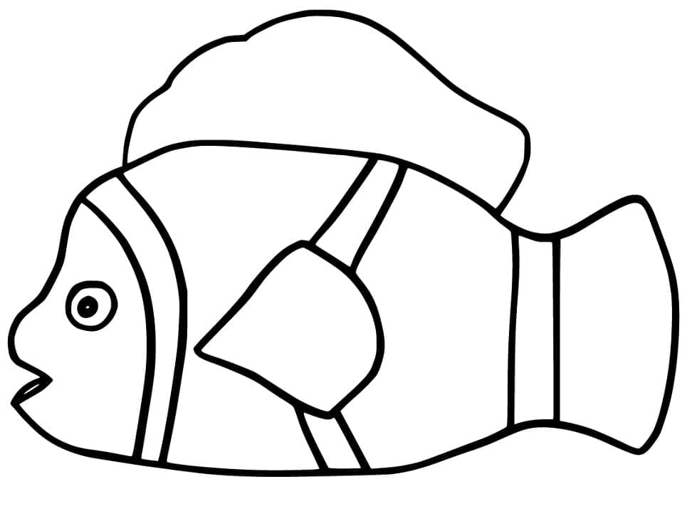Desenho de Peixe Palhaço Simples para Colorir
