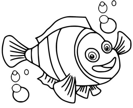 Desenho de Um Peixe palhaço Feliz para Colorir