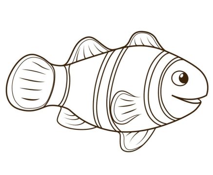 Desenho de Um Peixe palhaço Sorridente para Colorir