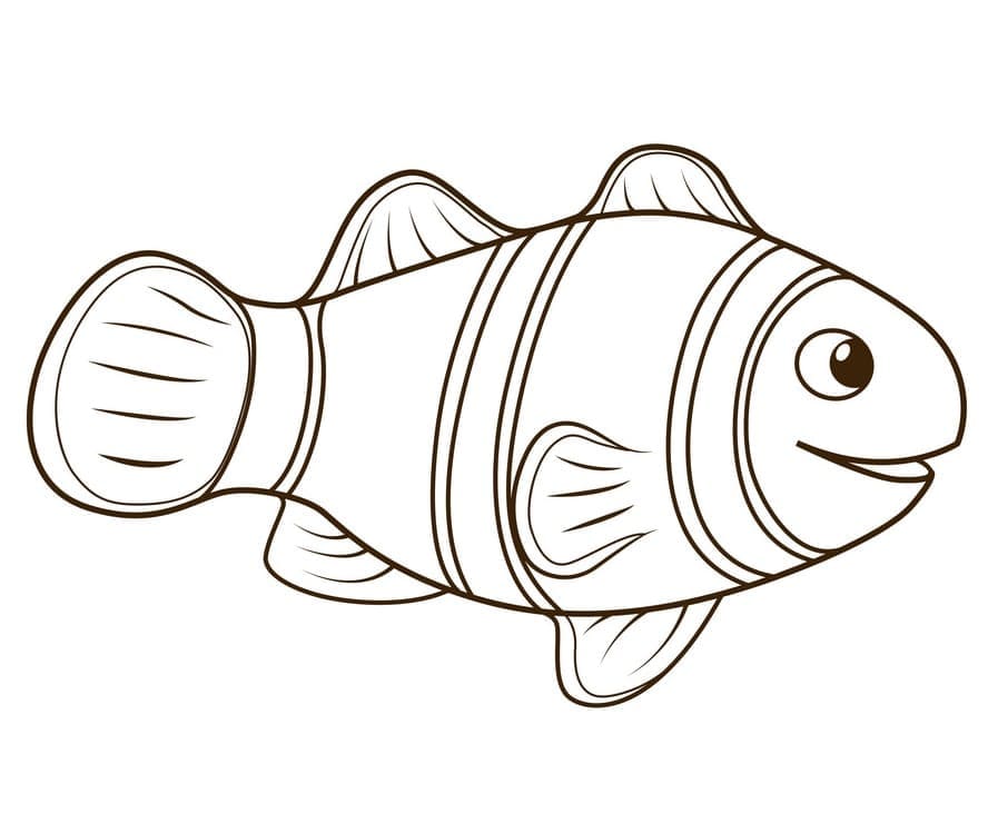 Desenho de um Peixe Palhaço Sorridente para Colorir