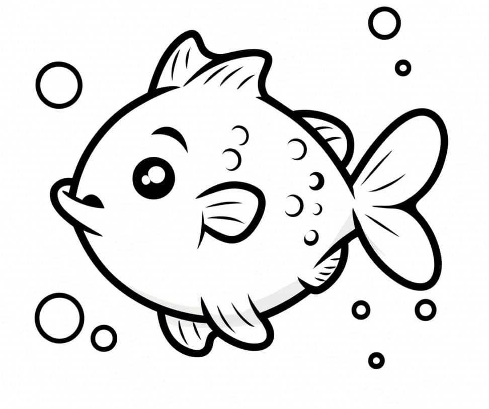 Desenho de Kawaii Peixinho para Colorir