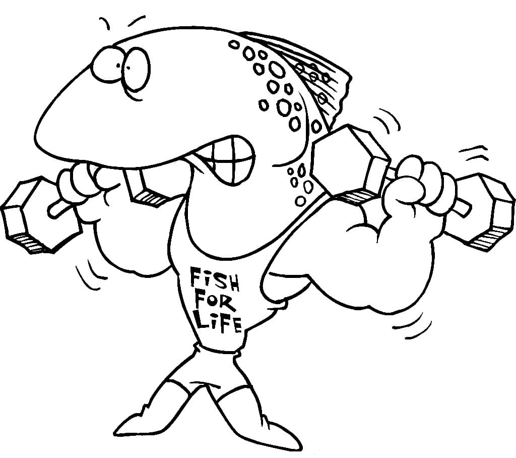 Desenho de Peixe Forte para Colorir