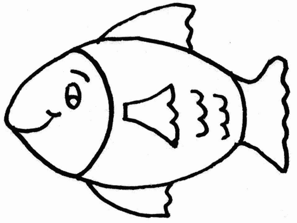 Desenho de Peixe Sorridente para Colorir