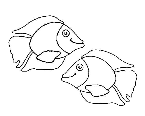 Desenho de Peixes Felizes para Colorir