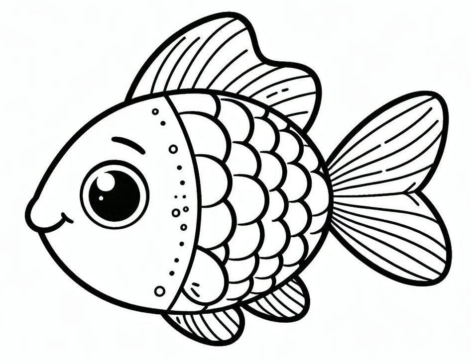 Desenho de Peixinho Feliz para Colorir