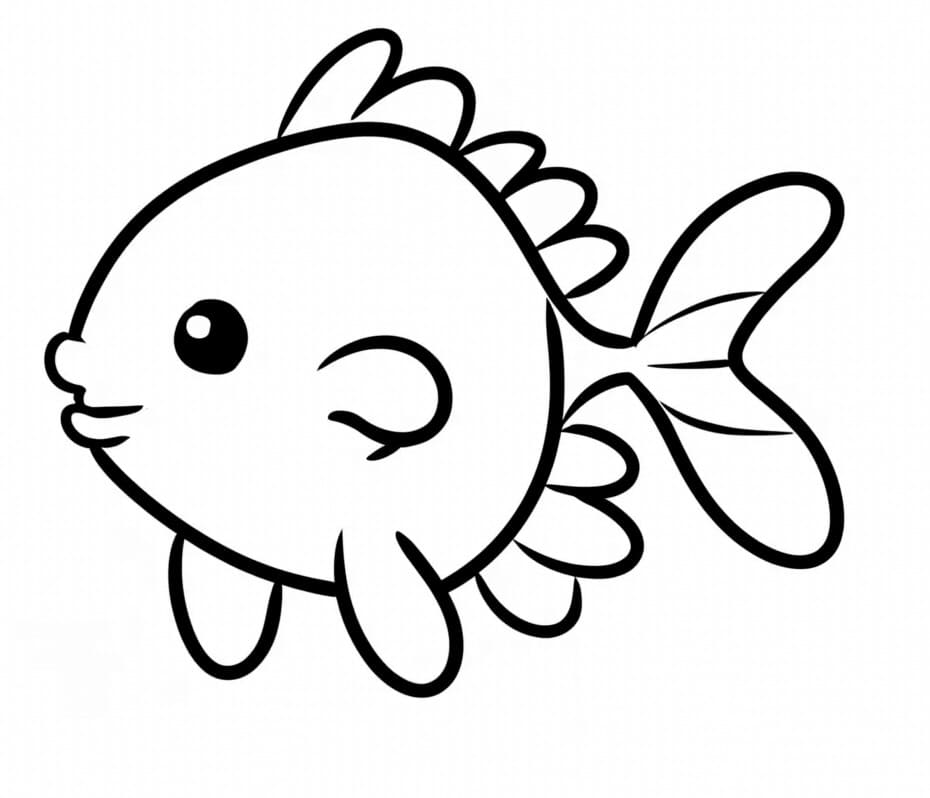 Desenho de Peixinho Fofo para Colorir