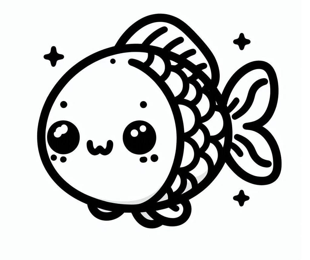 Desenho de Peixinho Kawaii para Colorir