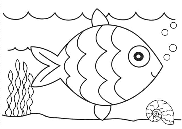 Desenho de um Peixe Muito Fofo para Colorir