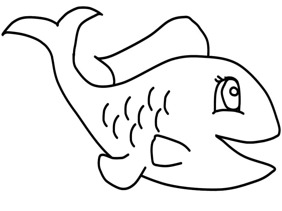 Desenho de um Peixe Muito Simples para Colorir