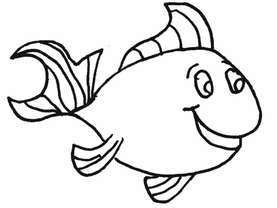 Desenho de um Peixe Sorridente para Colorir