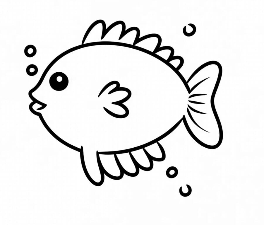 Desenho de um Peixinho Feliz para Colorir