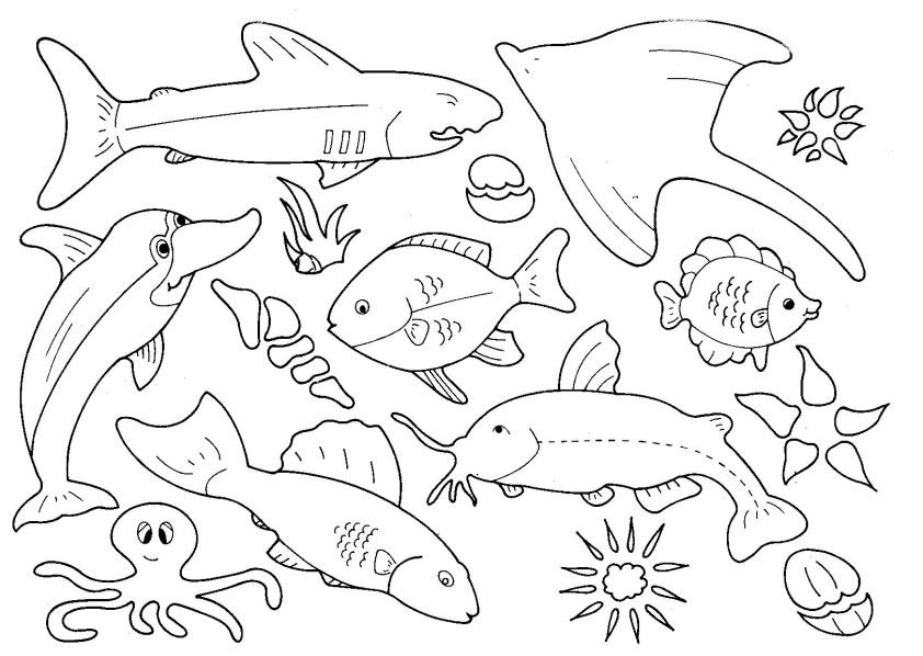 Desenho de Peixe Colorido para Colorir