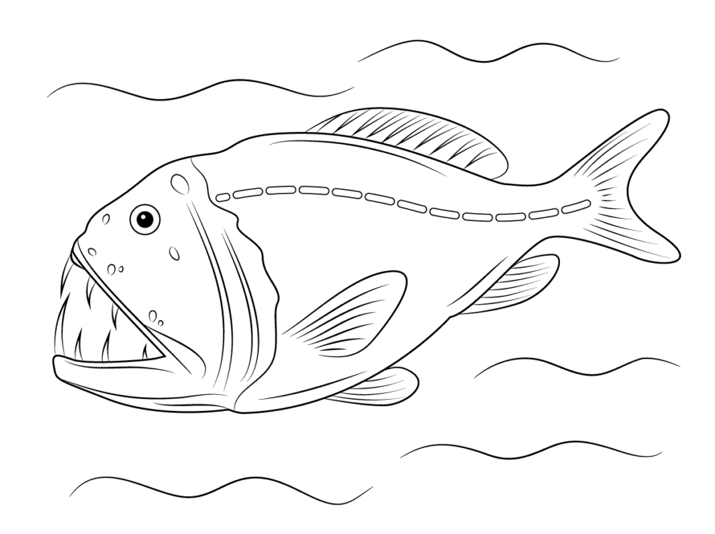 Desenho de Peixe em Aquário para Colorir