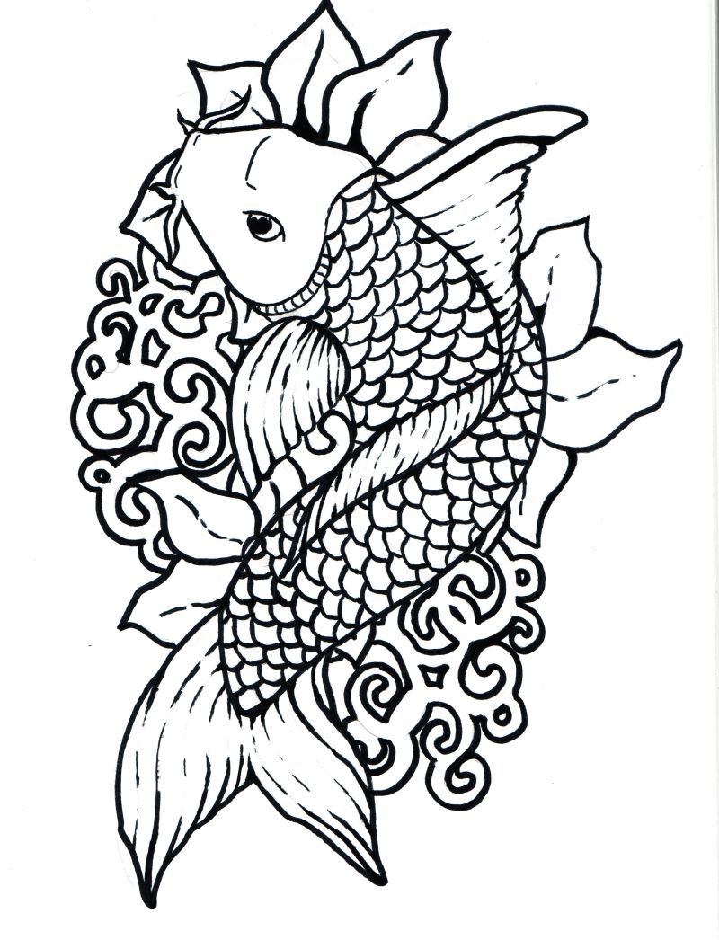 Desenho de Peixe para Colorir Tinta Guache