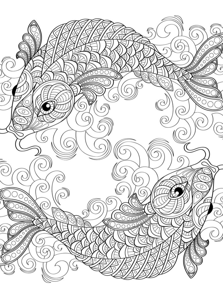 Desenho de Peixe Tropical para Colorir