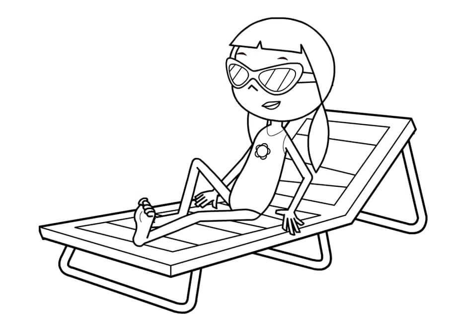 Desenho Imprimivel da Marina Pegando Sol de Peixonauta para Colorir