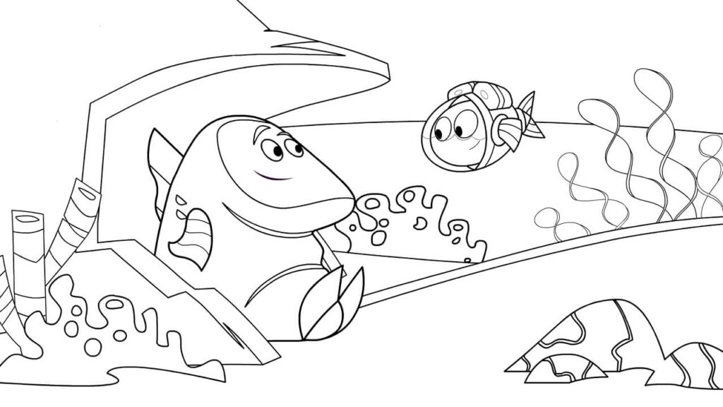 Desenho Pdf de Peixonauta e Seu Amigo Brincando para Colorir