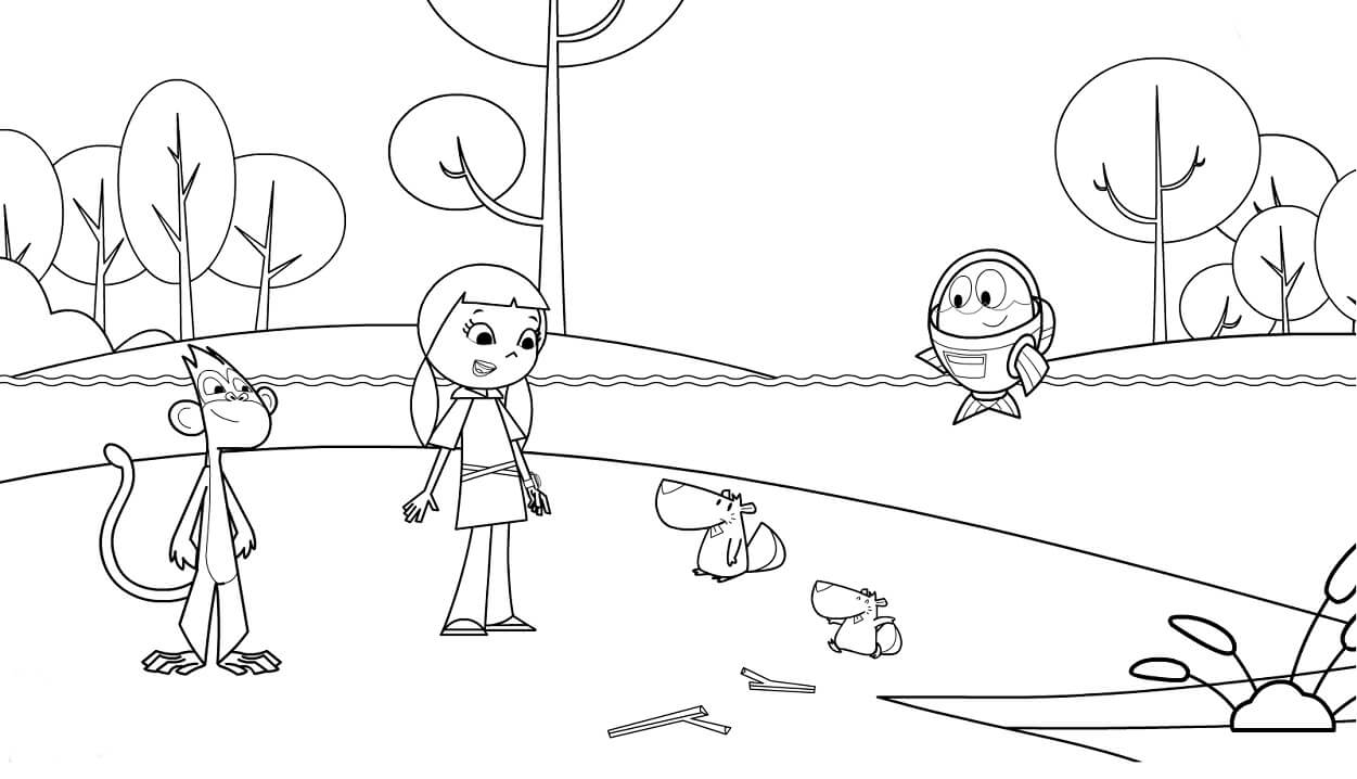 Desenho Personagens de Peixonauta para Colorir
