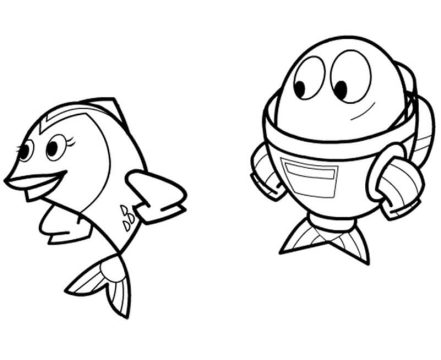 Desenho Rosa e Peixonauta para Colorir