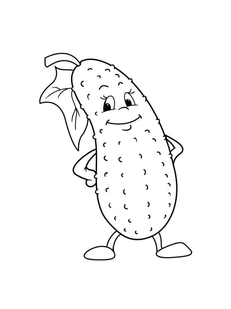 Desenho de Pepino Fatiado para Colorir