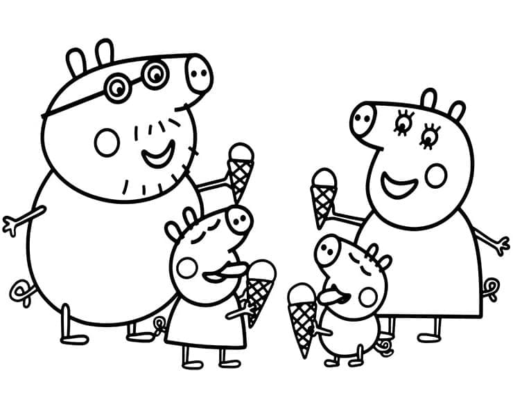 Desenho de a Família da Peppa Pig para Colorir