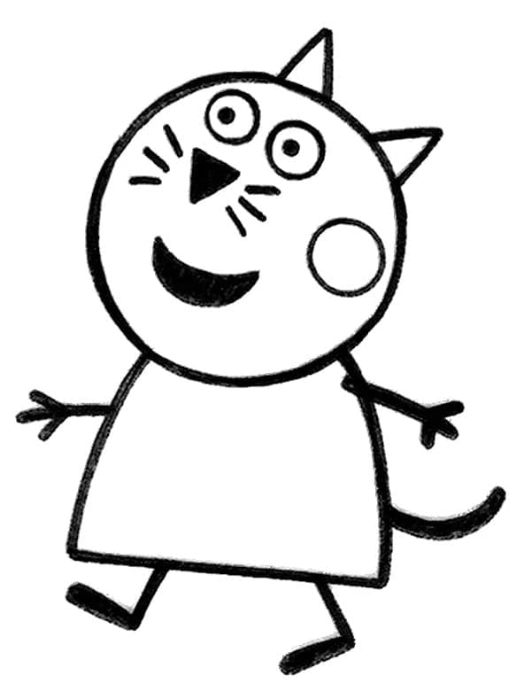 Desenho de Candy Gato de Peppa Pig para Colorir