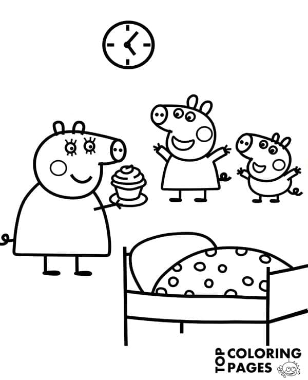 Desenho de Peppa Pig Alegre para Colorir