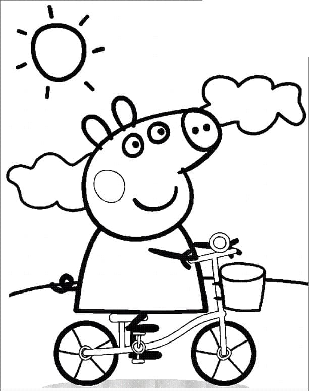 Desenho de Peppa Pig Andando de Bicicleta para Colorir