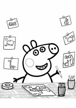 Desenho de Peppa Pig Sorridente para Colorir