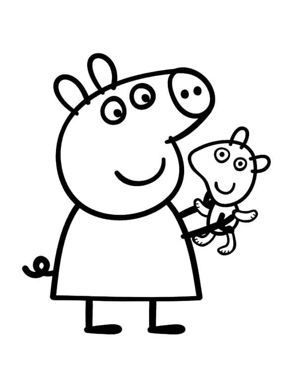Desenho de Peppa Pig com Brinquedo para Colorir
