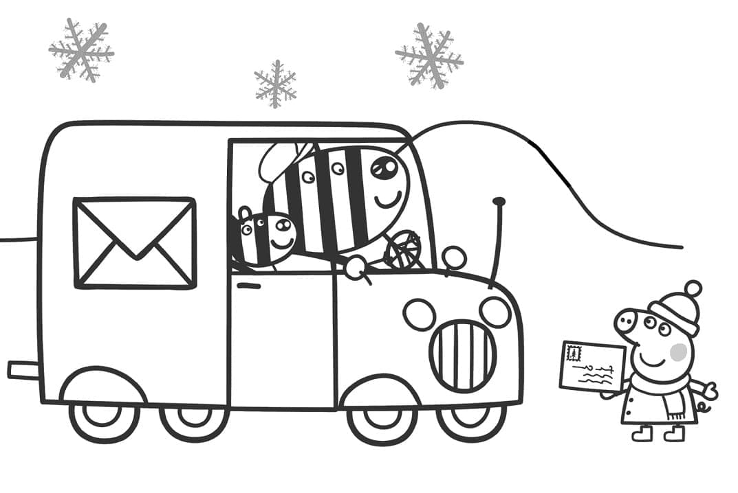Desenho de Peppa Pig com uma Carta para Colorir