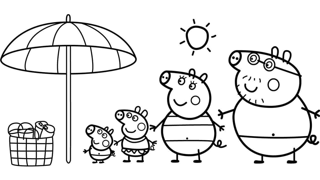 Desenho de Peppa Pig de Férias para Colorir