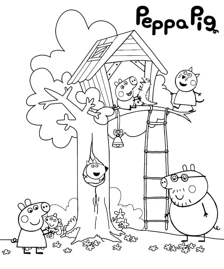 Desenho de Peppa Pig e Amigos para Colorir