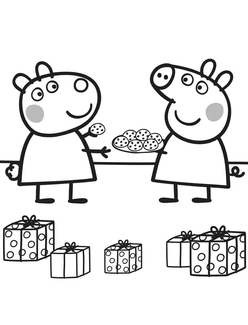 Desenho de Peppa Pig no Aniversário para Colorir